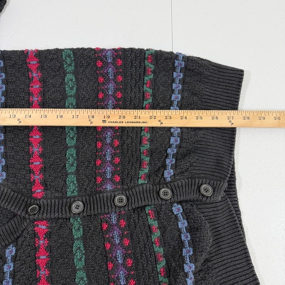 FRANKENMUTH KNIT CARDIGAN SWEATER DARK GRAY‎ MULTICOLOR STRIPE PATTERN SIZE L - Picture 6 of 8